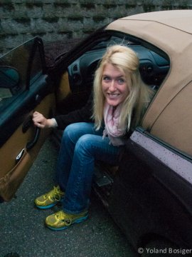 Megan in the Miata