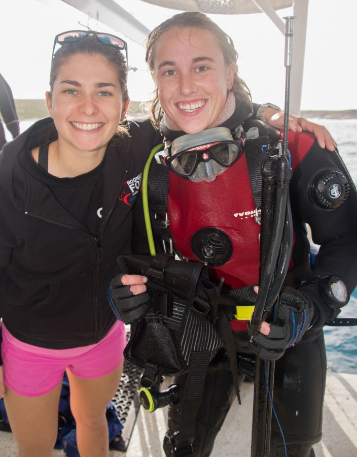 Excited with Lauren after a successful biopsy collected from the ocean floor cage