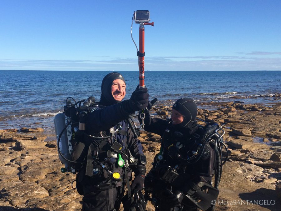 Yolly and Hugh demonstrating the latest and greatest in underwater cinema camera technology... to be revealed in the final production!