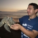 Erick Lopez with a juvinile Hawksbill killed by a gill net