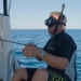 Brad Norman getting ready to tag a whale shark